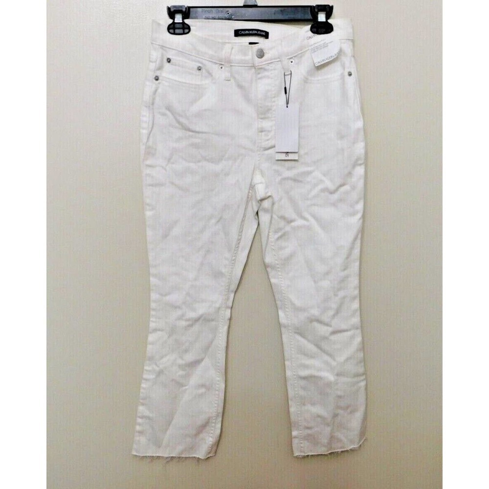 Jr486 calvin klein jeans white high rise cropped kick bootcut jeans size 28